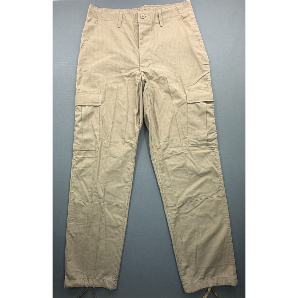 BDU Combat Trousers Khaki Tan Cargo Pants 100% Cotton USA | Men's Medium Long - Picture 2 of 15